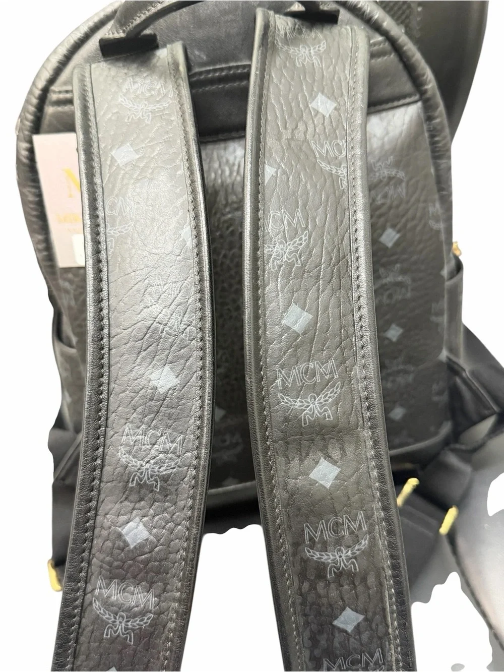 MCM Logogram Visetos Black Leather Backpack